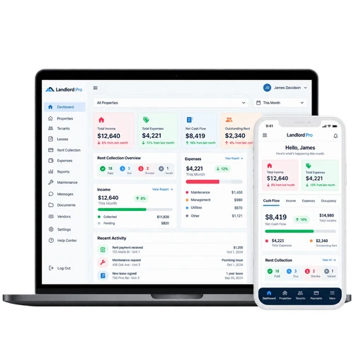 Illustrative real estate platform dashboard