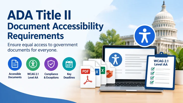 ADA Title II document accessibility requirements, WCAG 2.1 Level AA compliance, accessible government PDFs, and key compliance deadlines