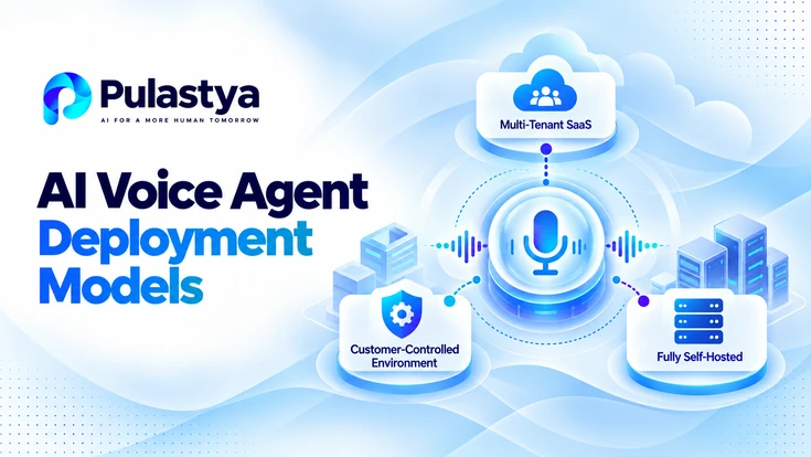 AI voice agent deployment models showing multi-tenant SaaS, customer-controlled environment, and fully self-hosted infrastructure.
